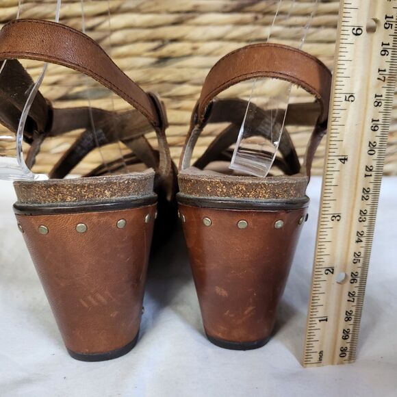 DANSKO FRIDA Sandals Womens 9 39 Brown Leather Strappy Wedge Heels Platform - Picture 6 of 12